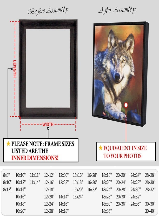Prixas Print إطار عائم للطباعة من بريكساس للوحات القماشية بسمك 1.25 بوصة، متوفر بأكثر من 25 مقاسًا و4 ألوان، إطار عائم ذو مظهر خشبي للوحات الزيتية الفنية الجاهزة على القماش (إطار أسود، 8 × 10 بوصات). - Image 5
